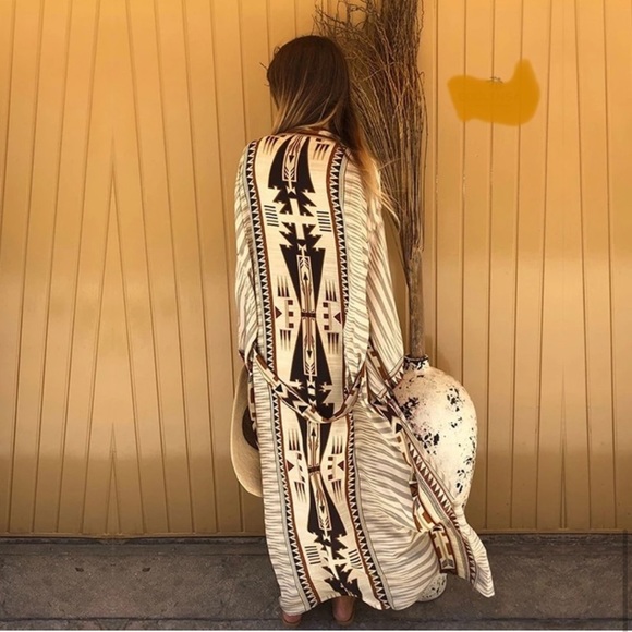 New Bohemian Kimono Duster Jacket Robe Swim Coverup - Picture 8 of 11